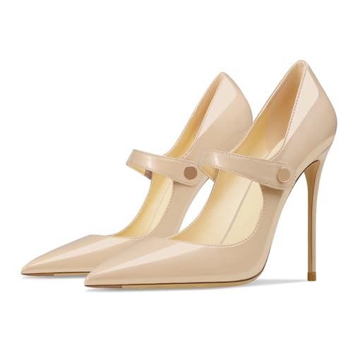 Womens Pointed-Toe Bag-Toe Ankle Strap 4.7 in High Heels Pumps Party Nightclub Wedding Daily Wild Shoes4