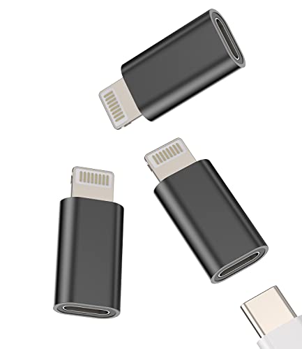 USB C Female to Lightning Male Adapter Type-C Charging Cable Accessories(3pack)for Iphone 14 13 12 11 Pro Max Mini Xs Se 7 X Xr 8 Plus Ipad Air Converter Charger Port Cord Data Sync Connector