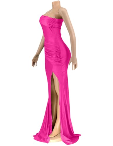 Image of Womens Off Shoulder Sexy V Neck High Split Long Maxi Dress, Formal Cocktail Party Evening Gown Mermaid Dress