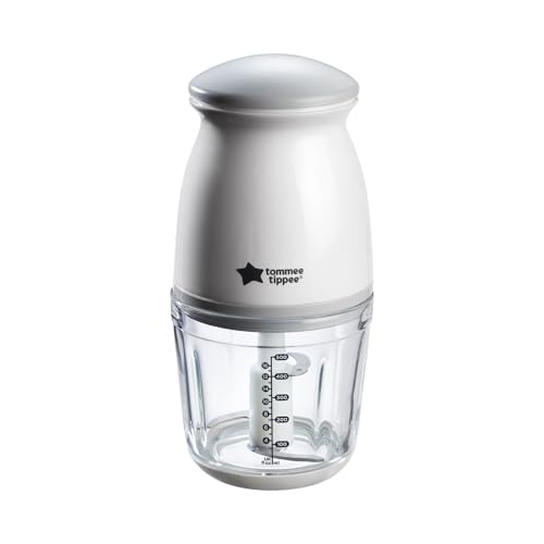Tommee Tippee Quick-Chop 500ml Capacity Mini Electric Baby Food Blender and Chopper for all Stages of Weaning Durable Glass Bowl and Stainless Steel Blades 200W Motor