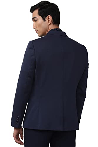 Image of Peter England Men Navy Solid Slim Fit Formal Blazer