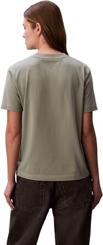 Calvin Klein Damen T-Shirt Kurzarm Logo Classic Regular Fit, Beige (Shadow), XXS 2