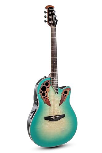 Ovation Guitare électro-acoustique Celebrity Elite Plus CE44X Mid Cutaway - Table en bois précieux - Corps en lyrachord mi-profond - Mintburst - CE44X-9B-G