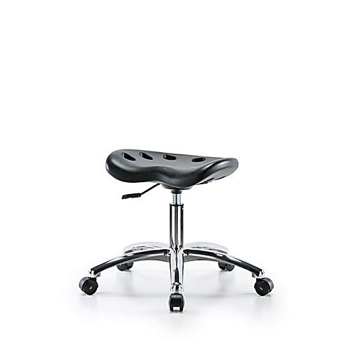 Thomas Scientific ESD-PTDHSL-CR-EC-BLK, Polyurethane ESD Tractor Desk Height Stool, Chrome Base, ESD Casters, Black
