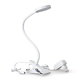 SEBSON LED Klemmlampe Bett 4W - dimmbare Leselampe mit schwenkbaren Leuchtkopf, neutralweiß 4000K 300lm - Schreibtischlampe mit Kabel und Stecker