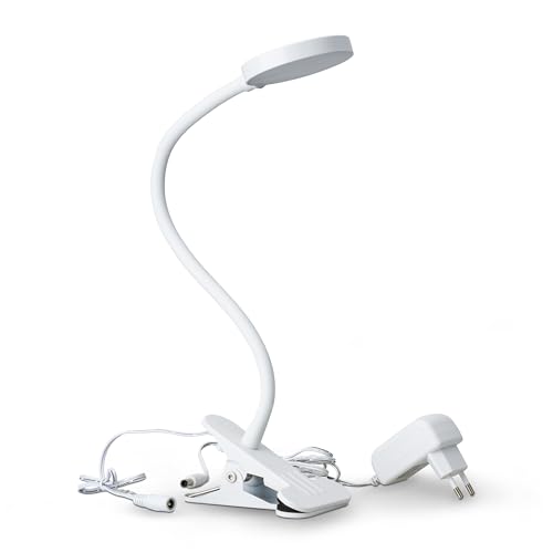 SEBSON LED Klemmlampe Bett 4W - dimmbare Leselampe mit schwenkbaren Leuchtkopf, neutralweiß 4000K 300lm - Schreibtischlampe mit Kabel und Stecker