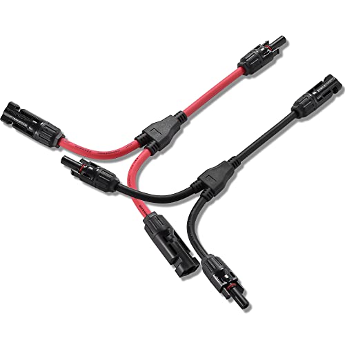 Y Kabel Solar 6mm² Solarkabel Y Verteiler,10AWG 1 Paar 1Y2 Solar Kabel Y für PV Module.(Rot + Schwarz). (1Y3)