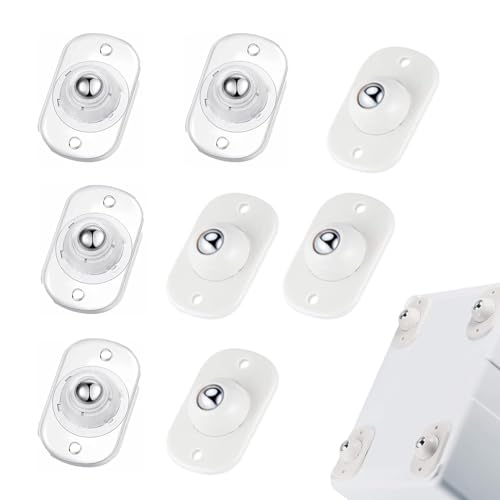 Image of Self Adhesive Caster Wheels, Appliance Rollers Appliance Slider for Kitchen, 360 Swivel Small Casters - Solve Coffee Maker Small Appliances Countertop Sliding (White, Clear - 8 PCS)