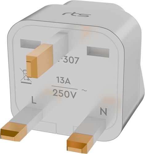Image of rts UK Adapter for Indian Pins, India to UK UAE, Hong Kong, Dubai, UK Power Adapter Converter- Type G - Perfect for Laptop, Camera, Phones, Chargers, iPhone, tablets, Bluetooth speakers White (1 Pack)