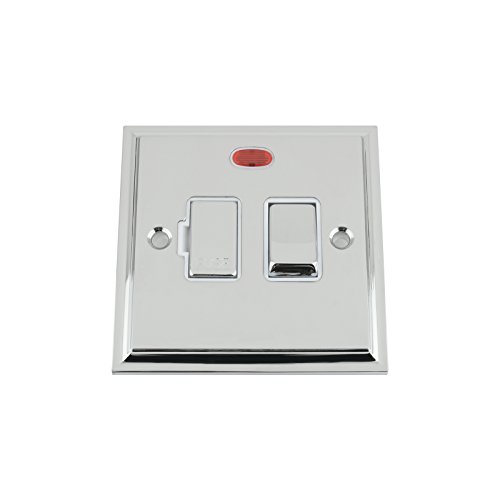 Fused Switch with Neon - Polished Chrome Victorian - White - Metal Rocker Switch - Switched Fused Spur w/Neon Indicator