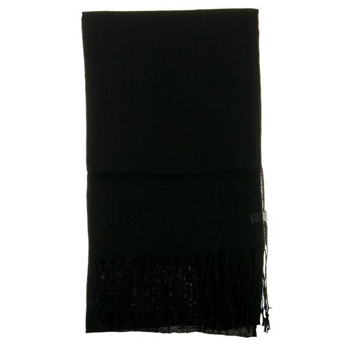 Solid Viscose Long Scarf - Black3