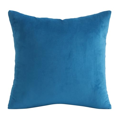 Tosleo Lake Blue Velvet Throw Pillow Covers 18x18 inch Pack of 2 with Gold Leather Decorative Couch Pillowcases Luxury Modern Pillow Cover for Living Room Bedroom Sofa Cushion Bed 45x45CM - Image 4