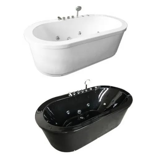 Łazienka Włochy Wolnostojąca wanna z hydromasażem 185x95 10 dyszy biały lub czarny I
