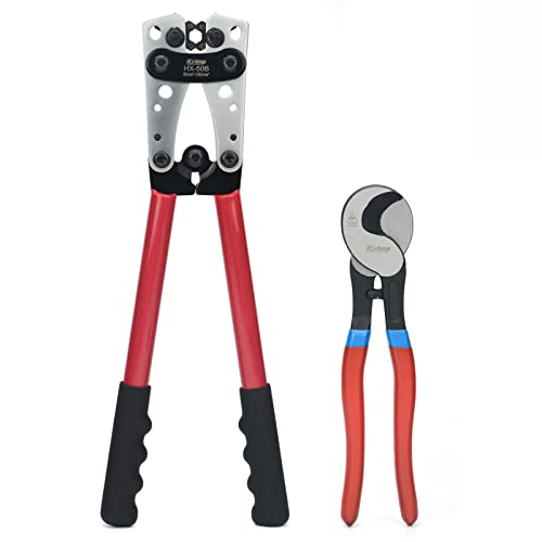 iCrimp Battery Cable Lugs Crimping Tools Hand Electrician Pliers for Crimping Wire Cable from 6-50mm² with Wire Cable Cutter