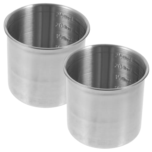 Artibetter 2個 ステンレス製計量カップ 刻み目付きメタル計量器 米 粉 液体対応キッチンツール 収納簡単 耐久性良好 調理 ベーキング用家用計
