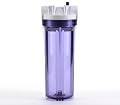 Hydronix HF3-10CLWH34PR, 10" Clear Housing with White Rib Cap For RO & Filtration Systems, 3/4" Ports with Relief Button