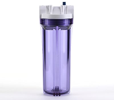 Hydronix HF3-10CLWH34PR, 10" Clear Housing with White Rib Cap For RO & Filtration Systems, 3/4" Ports with Relief Button