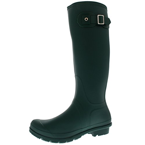 Womens Snow Tall Waterproof Rain Muck Dog Walking Buckle Wellington Boot - Green