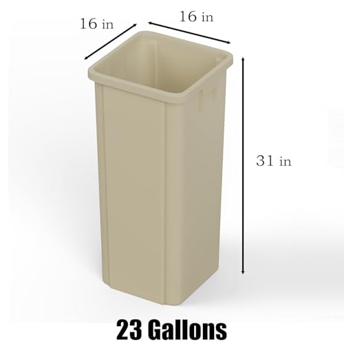 Caneca de basura cuadrada beige 23 galones comercial miniatura 2
