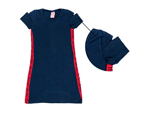Kit 3 Vestidos Infantil Roupa Viés Lateral Meninas Algodão Desenho do tecido:Liso/Sortido;Tamanho:12