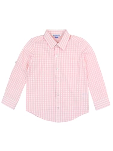 Image of RUGGEDBUTTS Boys Solid Cotton Long Sleeve Button Down Shirt with Button Tabs