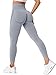 TAYOEA Damen Sport Leggings Blickdicht Yogahose Nahtlos Lange Leggings Slim Fit Fitnesshose Lächeln Kontur Push up Sporthosen Hohe Taille Yoga Lange Leggings Übung Fitness Joggen Hellgrau,M