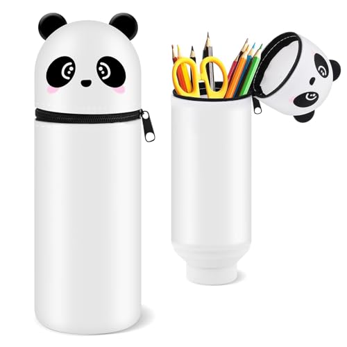 DONGSZQ Kawaii Astuccio Scuola 2 in 1 in Morbido Silicone, Panda Astuccio, Astuccio Portapenne Animali, Kawaii Astuccio Scuola, Chiusura Con Cerniera, per ragazzi e ragazze, studenti (B)