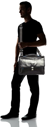 Piquadro Expandable Computer Portfolio Briefcase With Ipad/Ipadair Compartment, Black, One Size #TOP5