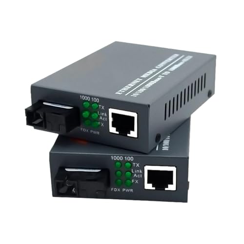 Nybhyjka Convertidor de medios de fibra Gigabit monomodo, Convertidor de fibra Ethernet,Convertidor de Ethernet rápido de 2 piezas | Módulo transceptor LC, convertidor de medios de fibra