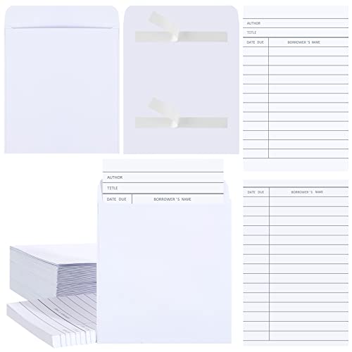 Pochettes autocollantes pour cartes de bibliothèque Nezyo (lot de 100) pour classe et CD