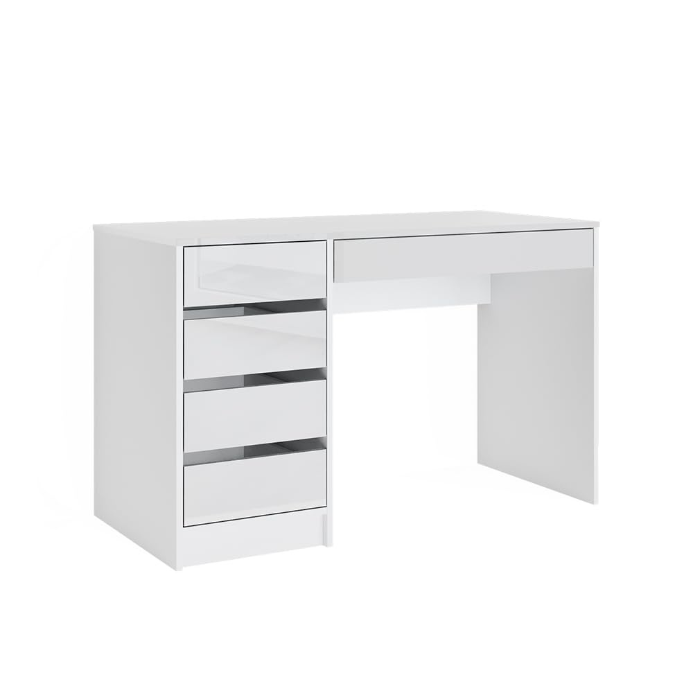 Vicco tavolo da toeletta Sherry, Bianco lucido, 120 cm senza specchio