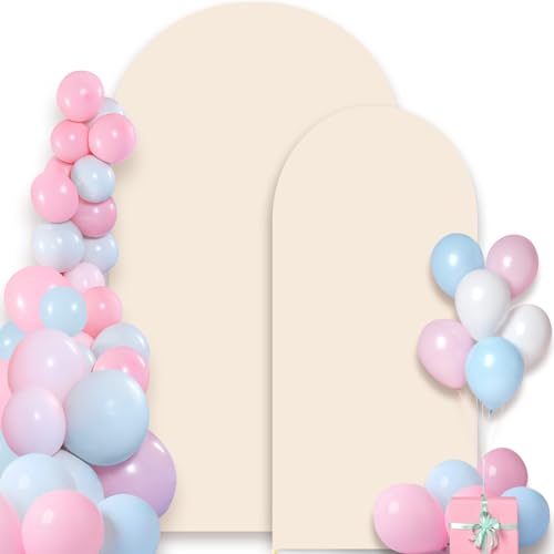 Housses pour arche de mariage lot de 2 en élasthanne beige pour décors de fête 1m80 et 2m30