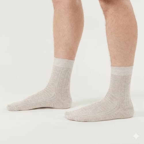 Image of Women's Crew Socks - Thin, Breathable Organic Linen, (5, X-Large) - Comfortable Everyday Socks