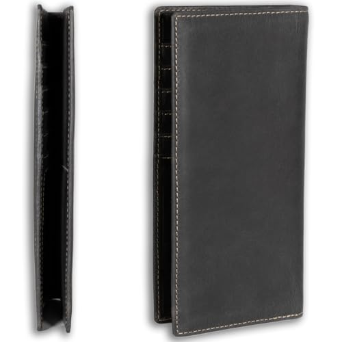 RFID-Blocking Rodeo Wallet, Full-Grain Cowhide Leather, 11 Card Slots, 3.75 x 7.5 inches (Black)2