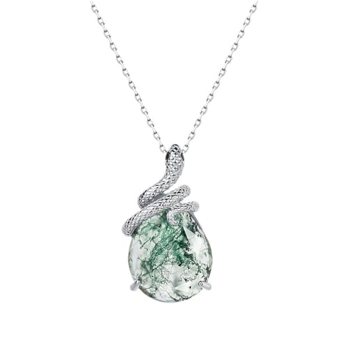 Collier de Serpent Orné d'une Authentique Agate Mousse de Prestige
