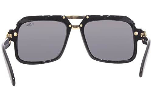 Cazal 669 001 Sunglasses Men's Black-Gold/Grey Lenses Pilot 56mm4