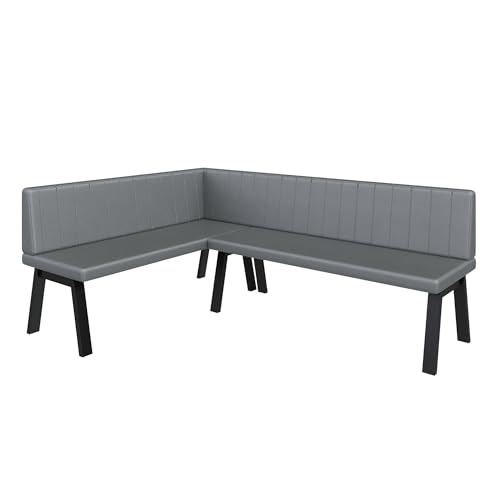 FURNISTAR Panca angolare Akiko Metal A – Panca angolare per sala da pranzo, cucina moderna, zona pranzo, perfetta per cucina, ufficio e reception. Lavorazione solida e robusta (142 x 196 sinistra