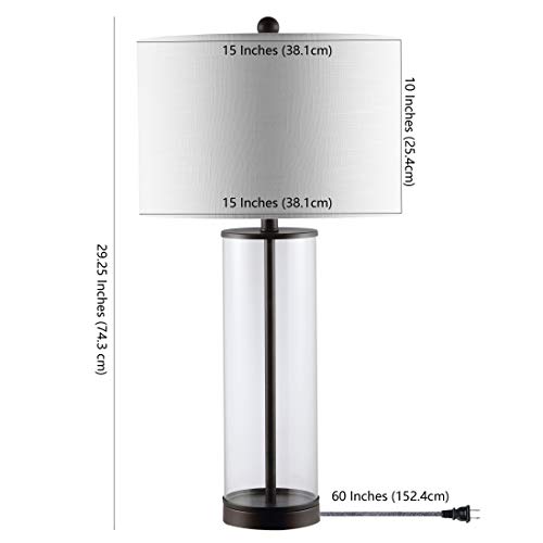Jonathan Y Jyl2005B Collins 29" Glass Led Table Lamp Modern Contemporary Bedside Desk Nightstand Lamp For Bedroom Living Room Office College Bookcase Led Bulb Included, Oil Rubbed Bronze/Clear #TOP5