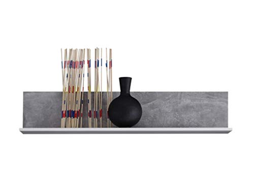 STONE Wohnwand Komplett-Set in Beton Optik, Weiß - Moderne Schrankwand für Ihr Wohnzimmer - 304 x 194 x 48 cm (B/H/T) – Bild 8