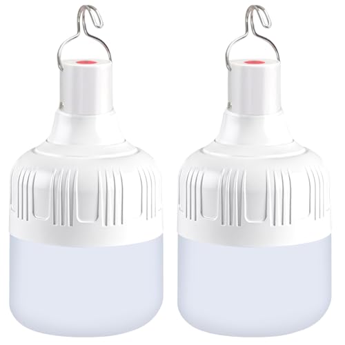 2 Stück LED Campinglampe, USB Wiederaufladbare Camping Licht, 3 Helligkeiten Leuchtmodi, Tragbare Zeltlampe zum Aufhängen Wasserdicht Outdoor Lampe für Angeln Wandern Stromausfall Notfall Garten