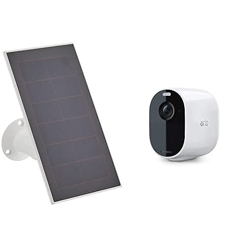 Arlo Lot 2 Caméras de Surveillance Essential + Panneau Solaire, WiFi, sans Fil, 1080p, Vision Nocturne Couleur, Projecteur LED, Audio Bidirectionnel, Détection Automatique, Inclus 90 JRS Arlo Secure Cover