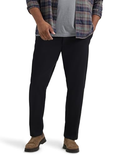 Apertura gamba: 40,6 cm Lee Extreme Motion Flat Front - Pantaloni da Uomo con conicità Rilassata, Colore Nero, 38W x 30L, Nero, 38W x 30L