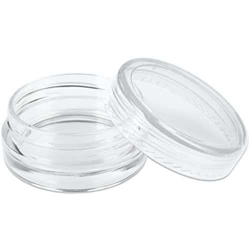 Beauticom 3g/3ml (0.1 Fl Oz) Round Clear Plastic Jars with Round Top Lids for Creams, Lotions, Powders, Glitters, and more... (Color: Clear Lid, Quantity: 50 Pieces)4