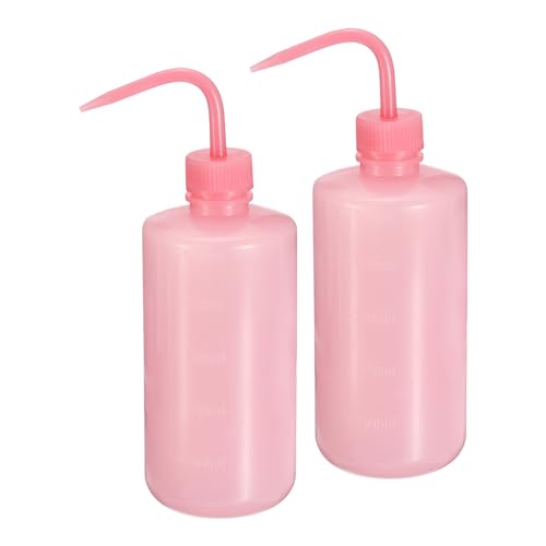 QUARKZMAN 2 botellas de plástico de 16 onzas para laboratorio, 500 ml, botella de lavado de seguridad, botella para tatuajes, para limpieza de herramientas de agua (rosa)