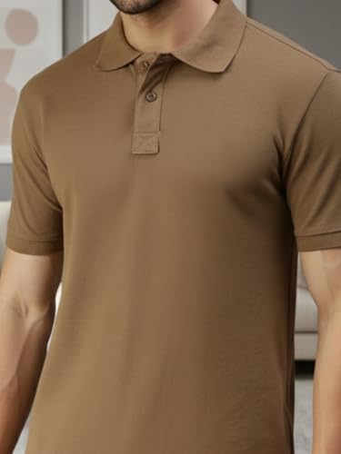 Image of Lux Cozi Men's Cotton Solid Polo Tshirt | Collar Tshirts | Half Sleeves | Stylish & Premium All Day Wear | Pack of 1