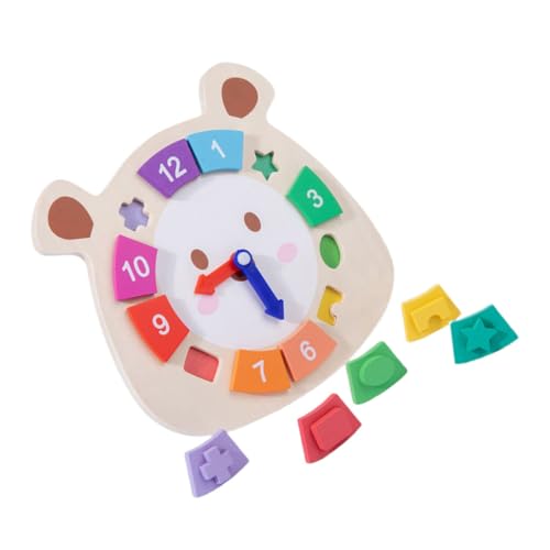 PRETYZOOM 1Pc Wooden Shape Clock for Cognitive Learning Plaything Early Educational Tool to Enhance Telling Skills and Promote Hand Eye Coordination