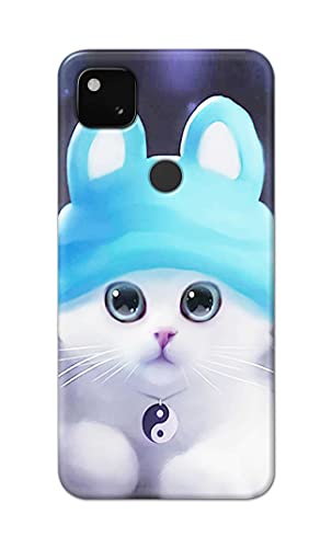 Image of Chinese Cutie Kitten Cat Big Eyes Lovely Girl Ears Hard Back Case Cover for Google Pixel 4A (4G) Back Cover -(J5) VNS2221