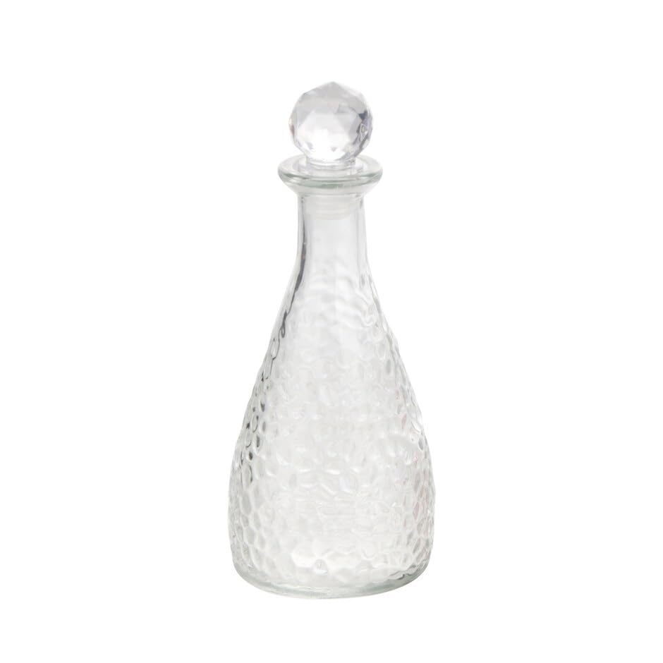 Decorative Hammered Glass Bottles with Stoppers, 6.8" x 2.6" (Cle...