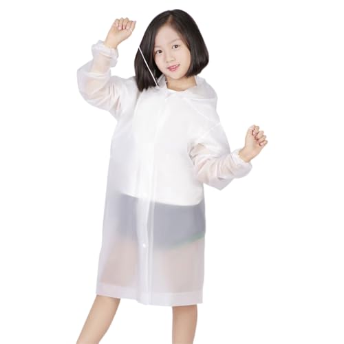 BILIKEYU Boys Girls Raincoat Long Sleeve Buttons Down Foldable Hooded Lightweight Casual Outdoor Rain Jackets