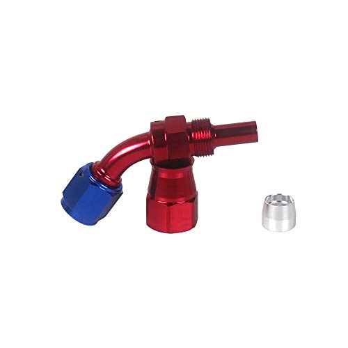 RuleaxAsi AN -6 (AN6) Encaixe de mangueira de teflon preto furtivo de 45 °